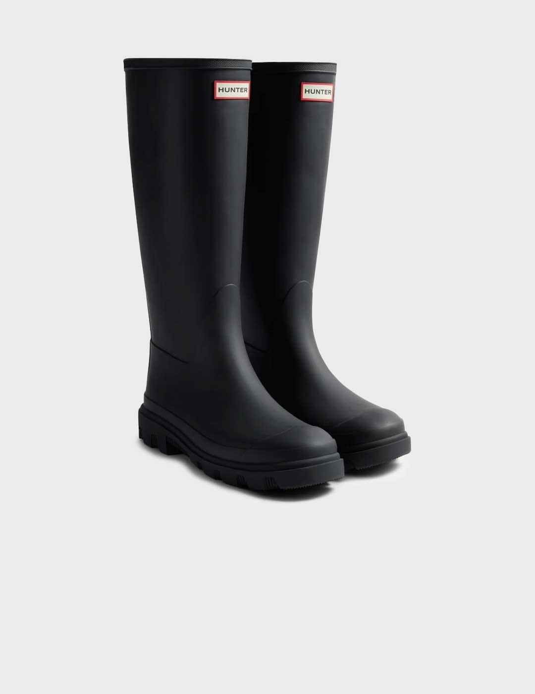 Hunter Downpour Tall bota negra impermeable para mujer