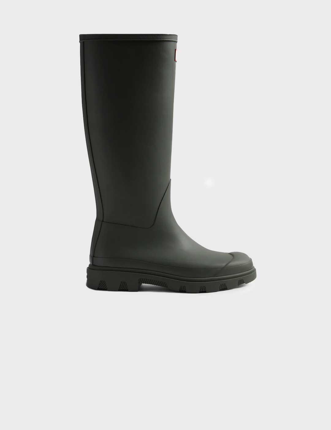 Hunter Downpourt Tall bota verde impermeable para mujer