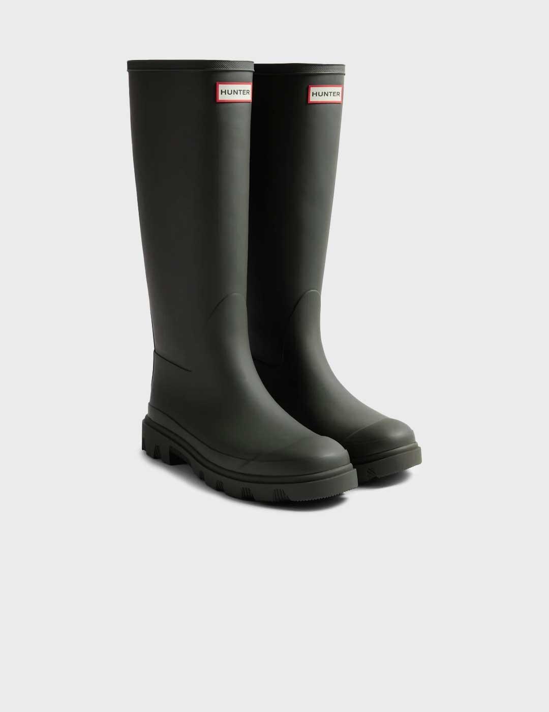 Hunter Downpourt Tall bota verde impermeable para mujer