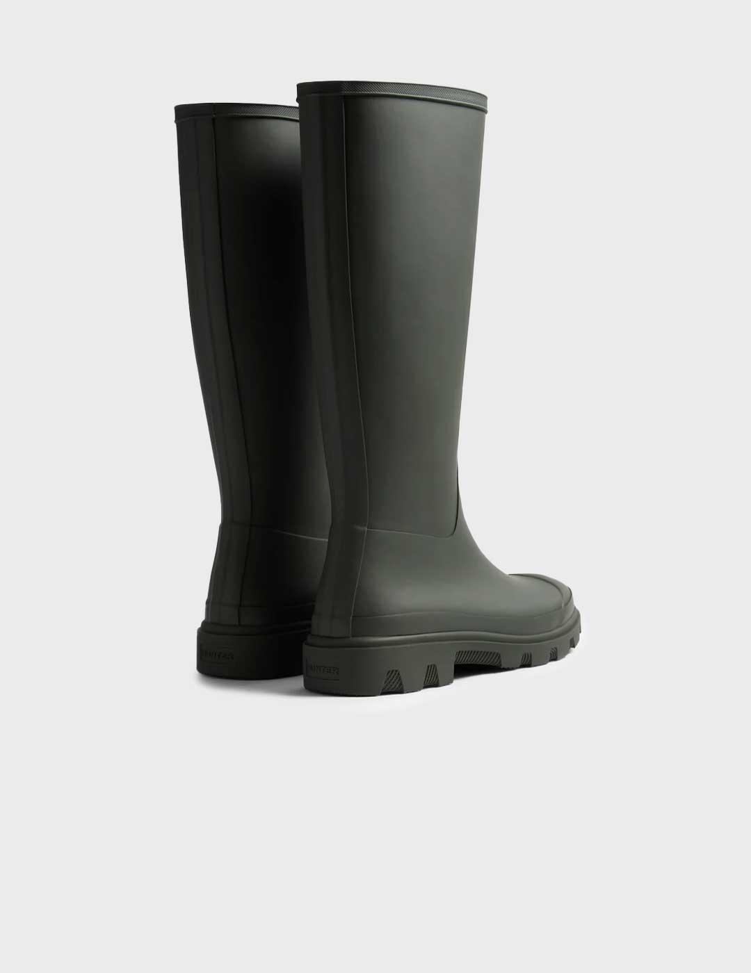 Hunter Downpourt Tall bota verde impermeable para mujer