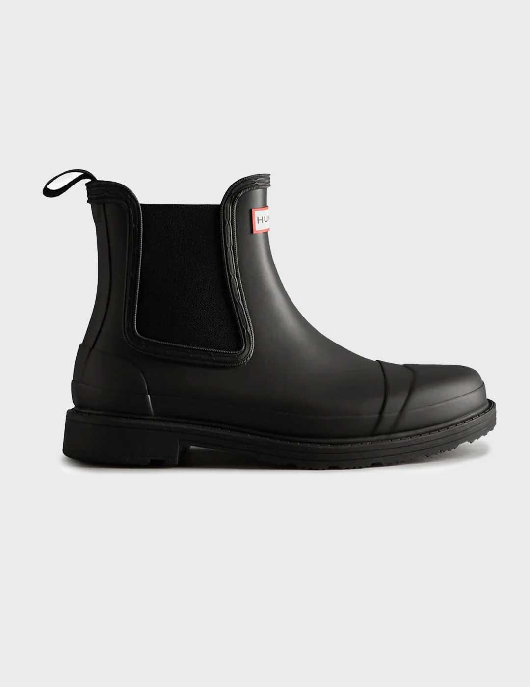 Hunter Chelsea Commando bota negra impermeable para mujer