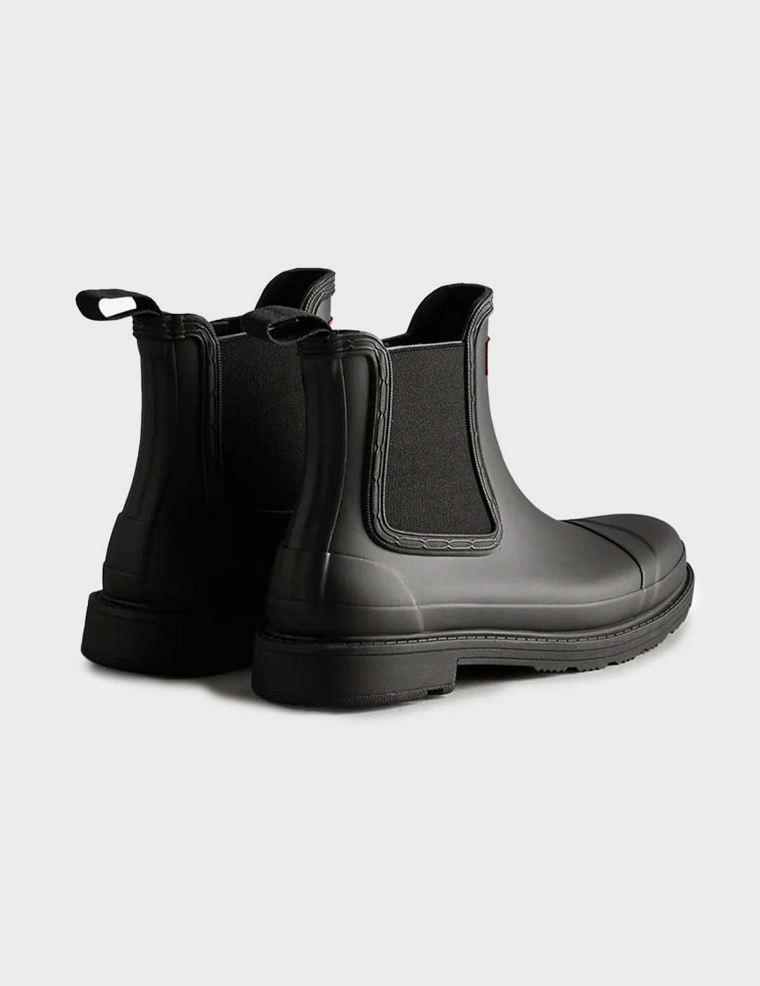 Hunter Chelsea Commando bota negra impermeable para mujer