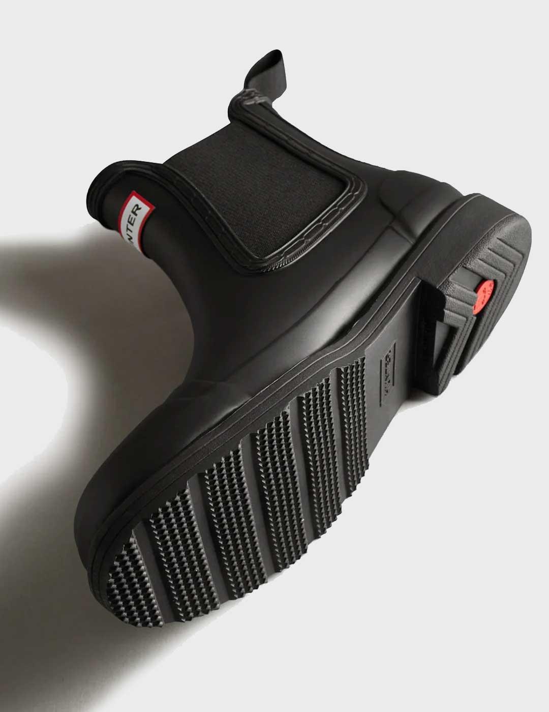 Hunter Chelsea Commando bota negra impermeable para mujer