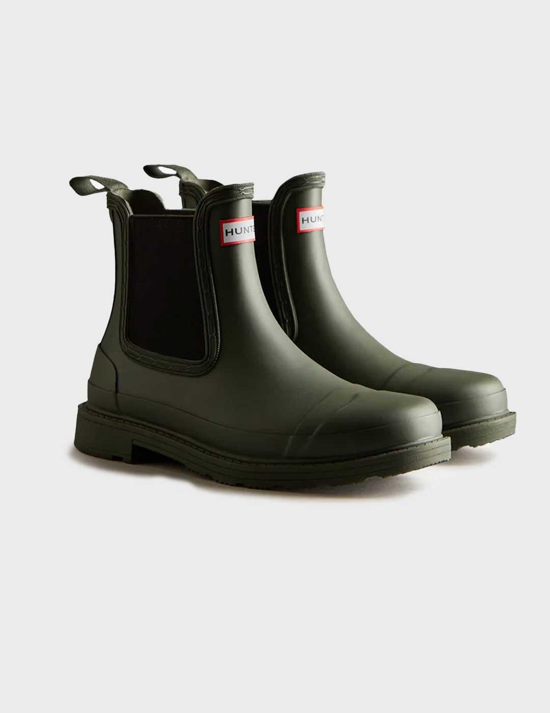 Hunter Chelsea Commando bota verde impermeable para mujer