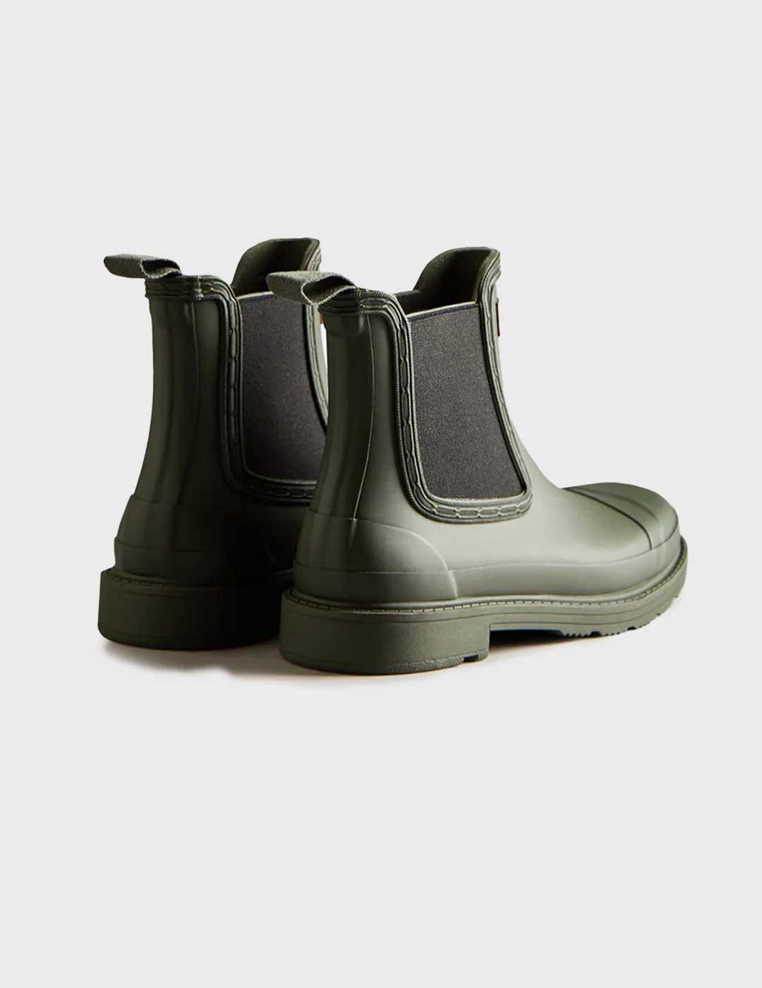 Hunter Chelsea Commando bota verde impermeable para mujer