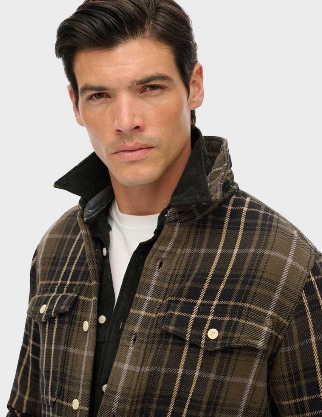 Superdry Merchant Heavy camisa marrón para hombre