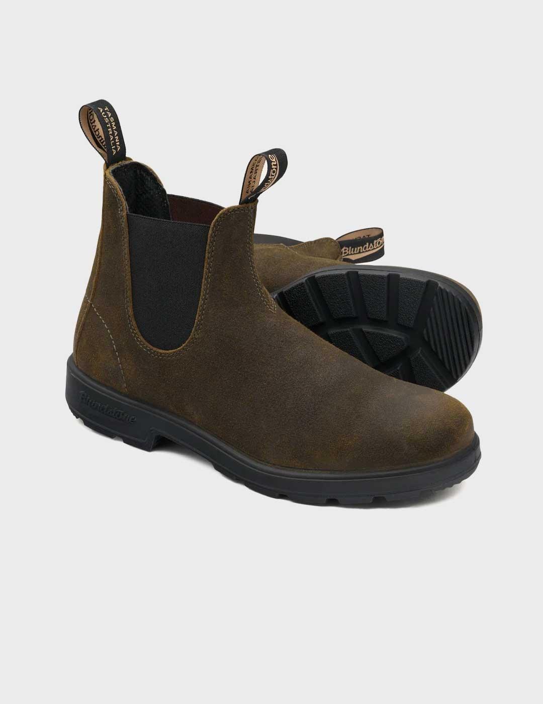 Blundstone 1615 Dark Olive Suede bota verde hombre y mujer