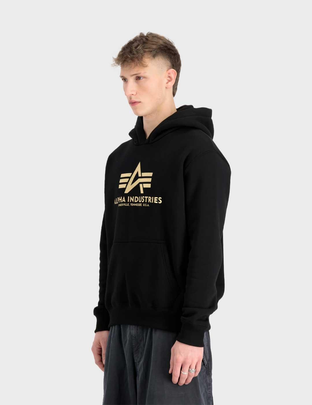 Alpha Basic sudadera negra para hombre