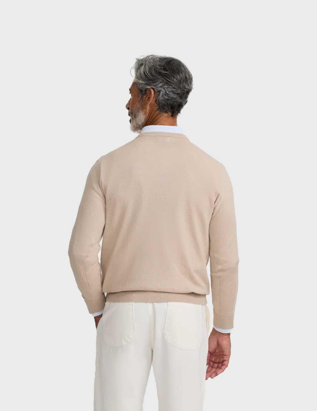 Silbon jersey beige cuello pico para hombre