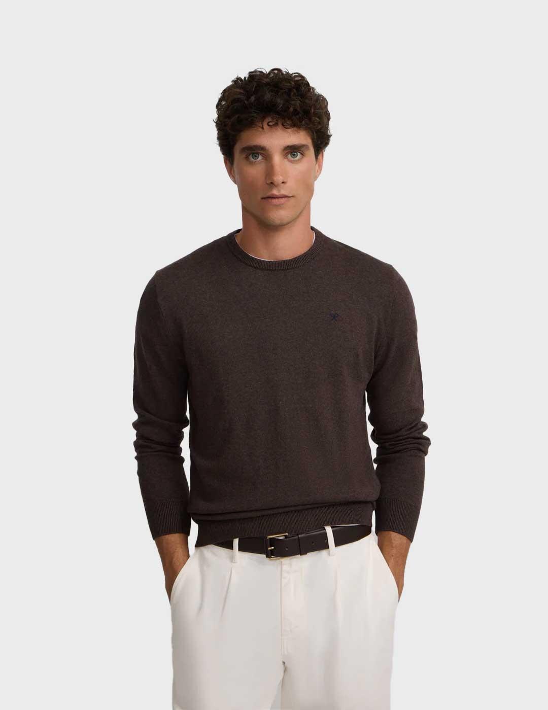 Silbon jersey marrón cuello redondo para hombre