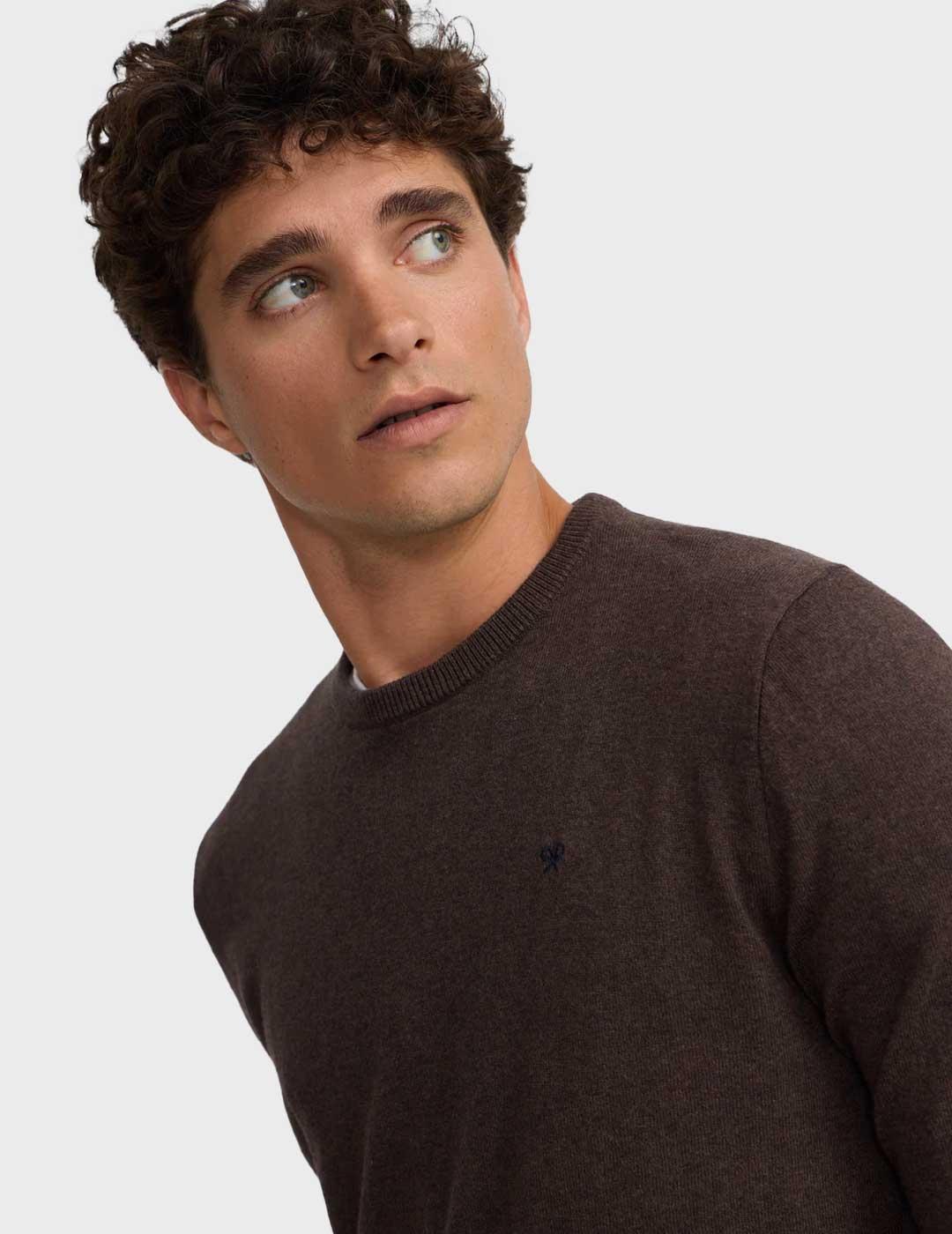 Silbon jersey marrón cuello redondo para hombre