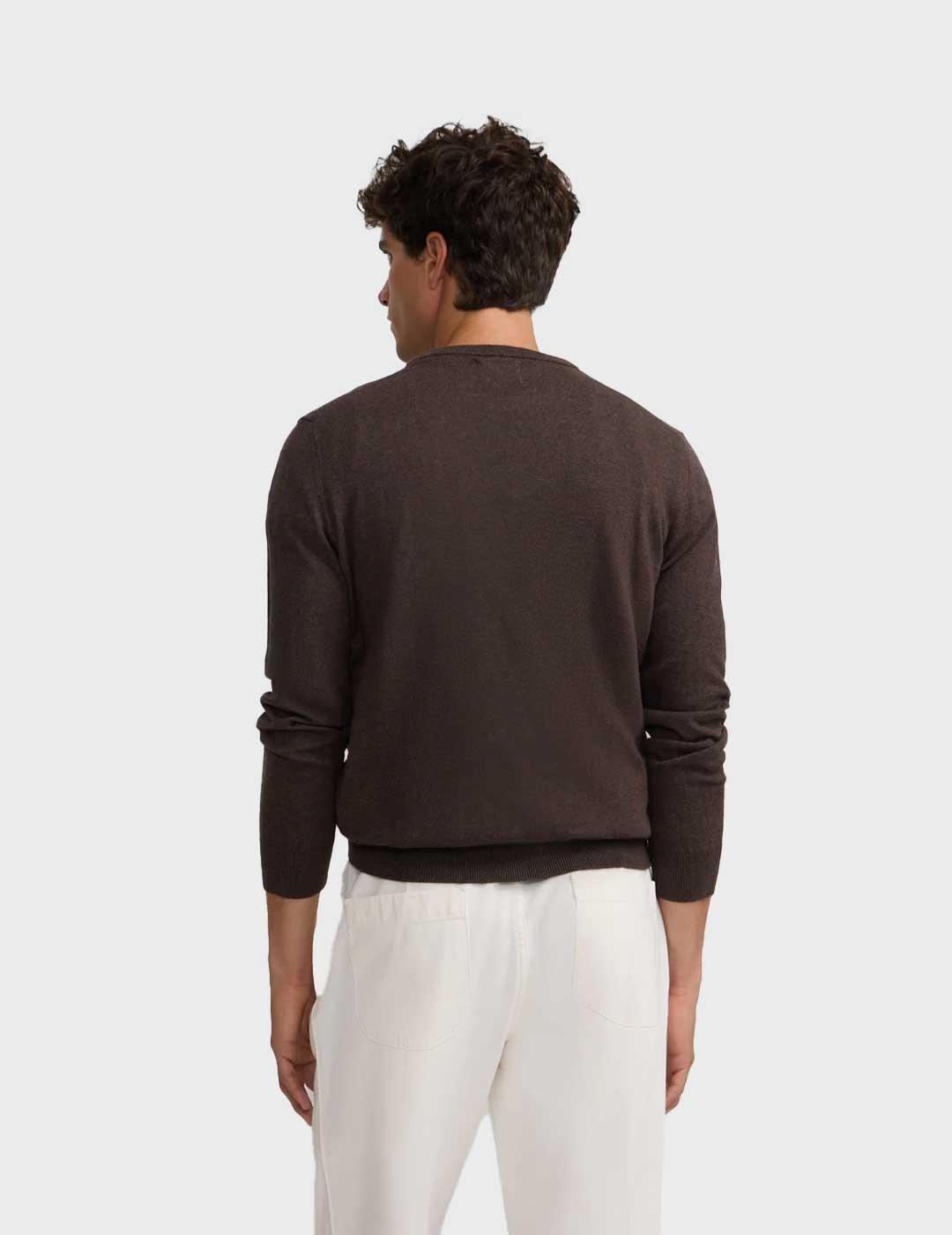 Silbon jersey marrón cuello redondo para hombre