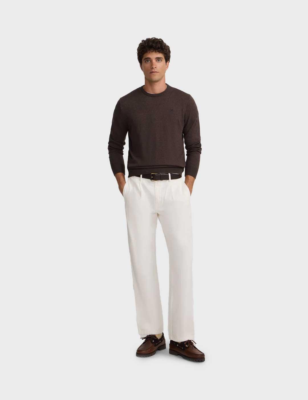 Silbon jersey marrón cuello redondo para hombre