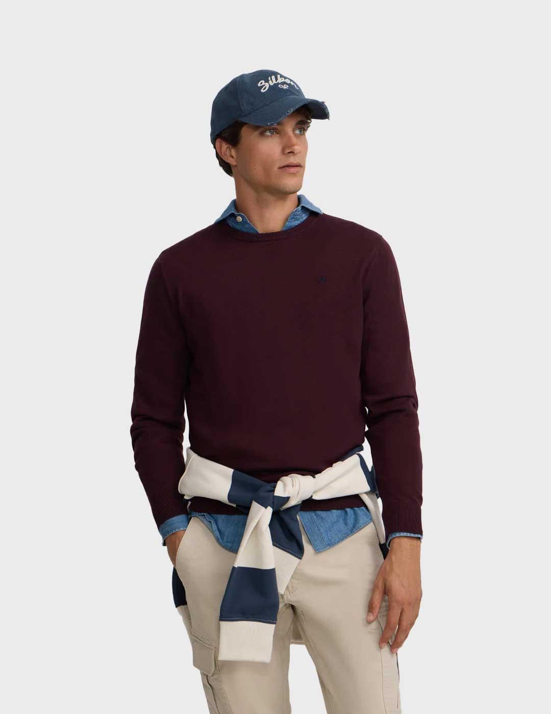 Silbon jersey granate cuello redondo para hombre