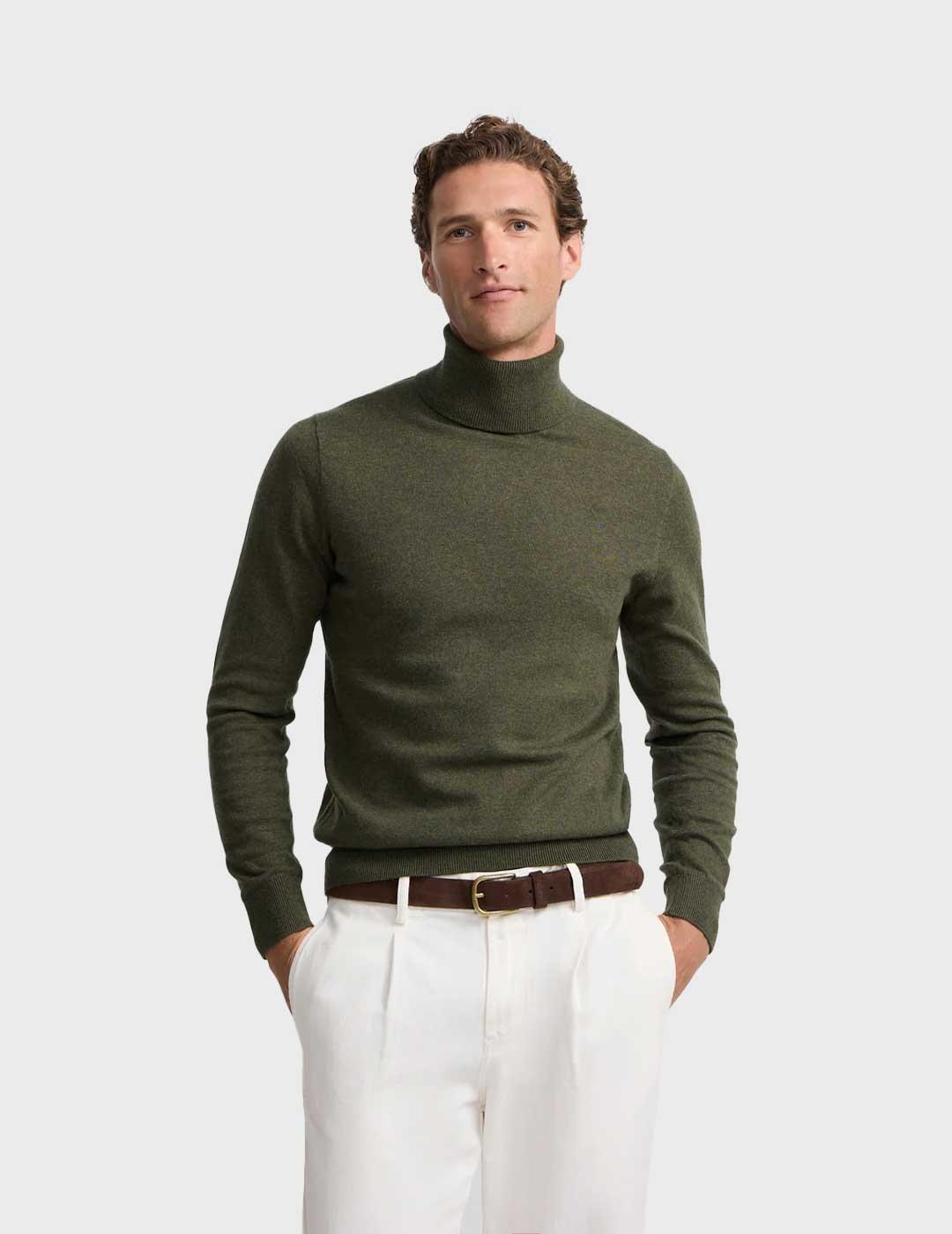 Silbon jersey verde cuello vuelto para hombre