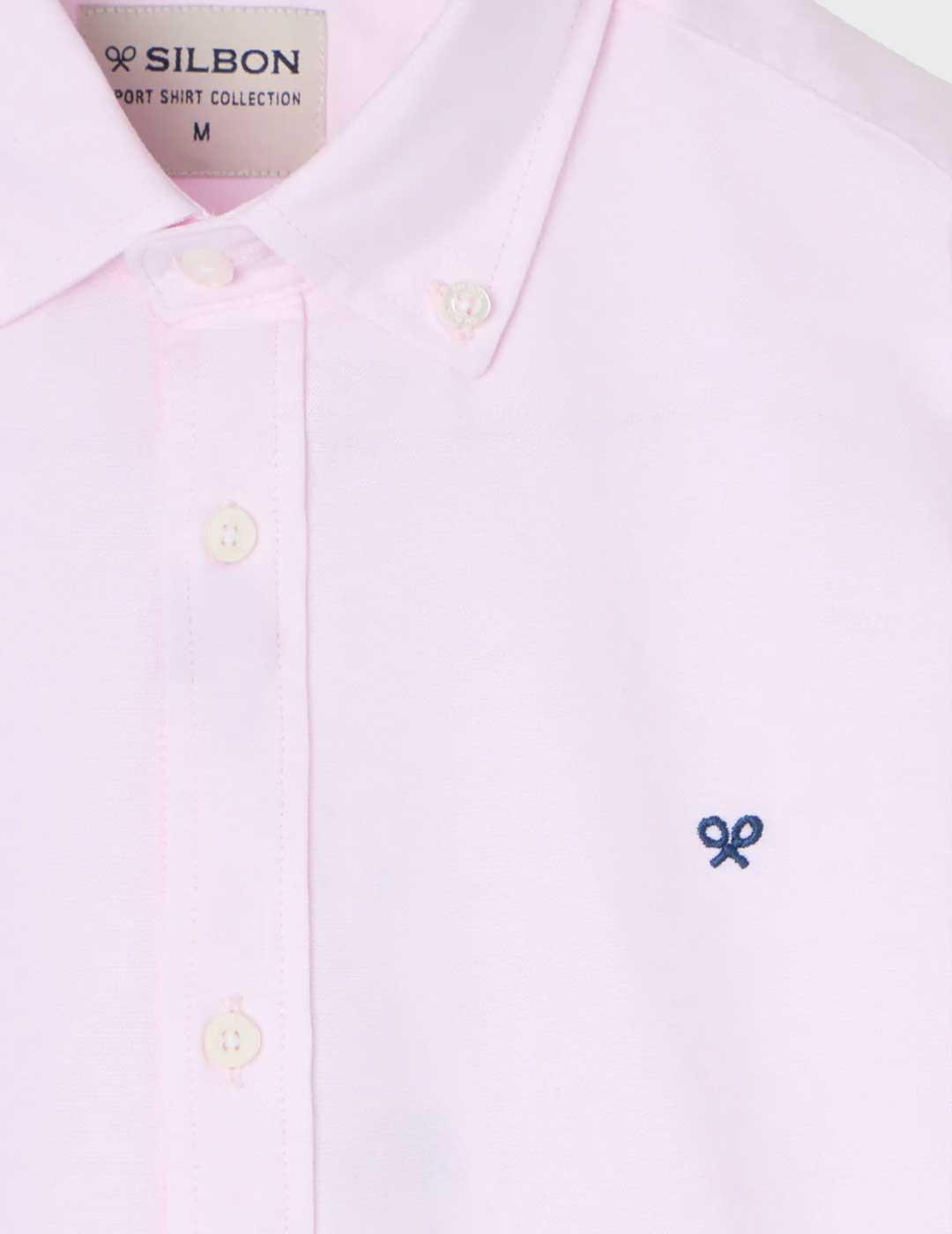 Silbon Sport Oxford camisa rosa para hombre