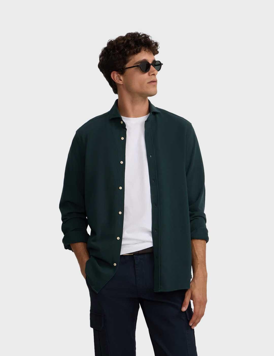 Silbon Sport micropique comfort camisa verde para hombre