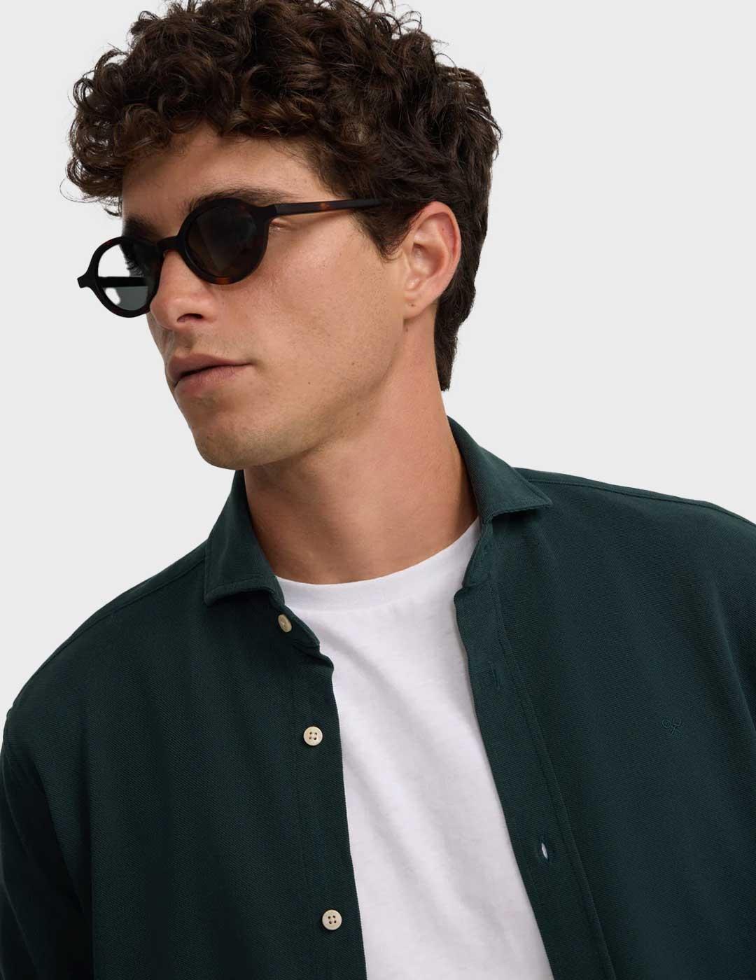 Silbon Sport micropique comfort camisa verde para hombre