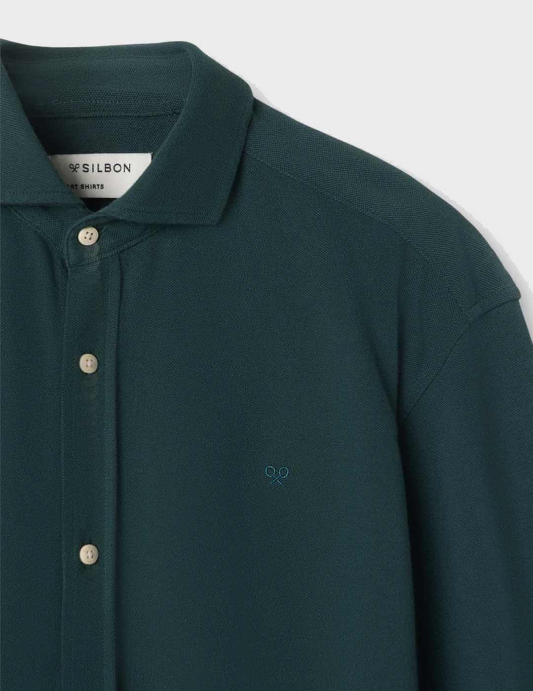 Silbon Sport micropique comfort camisa verde para hombre