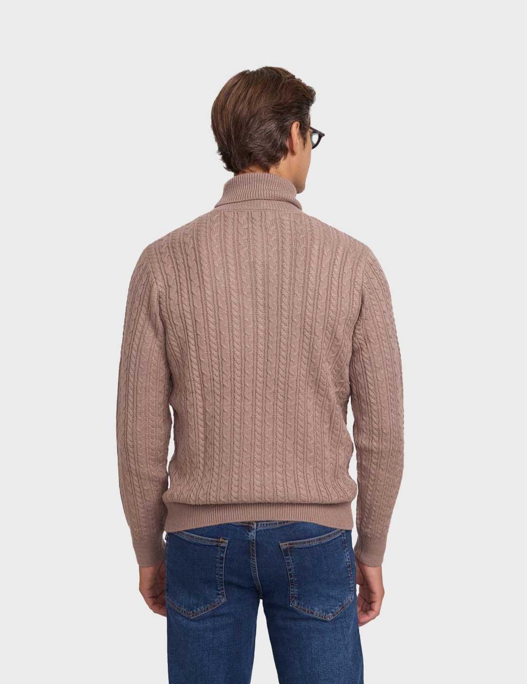 Silbon jersey marrón cuello vuelto para hombre