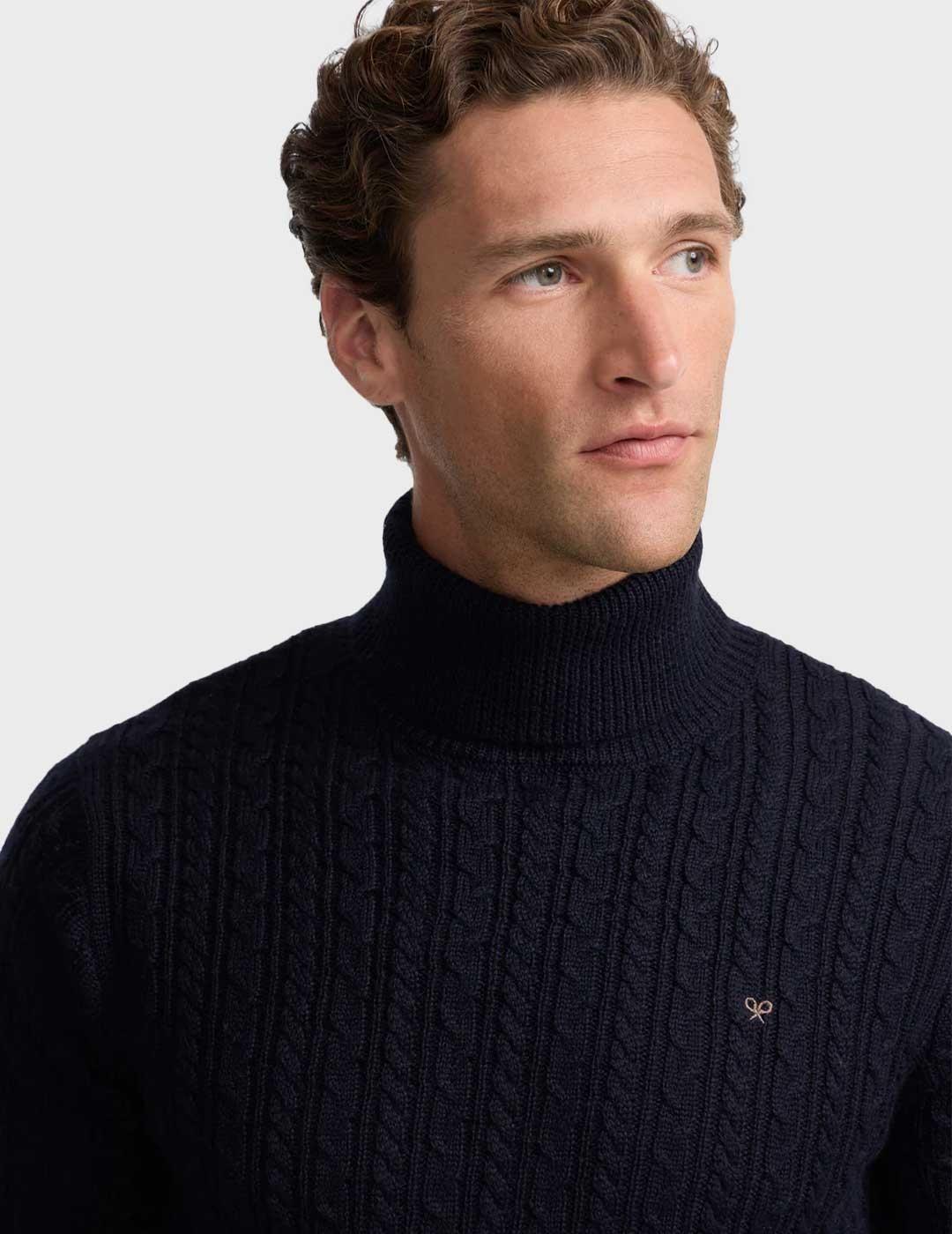 Silbon jersey azul marino cuello vuelto para hombre