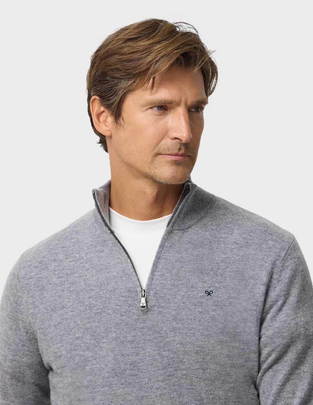 Silbon jersey gris media cremallera para hombre