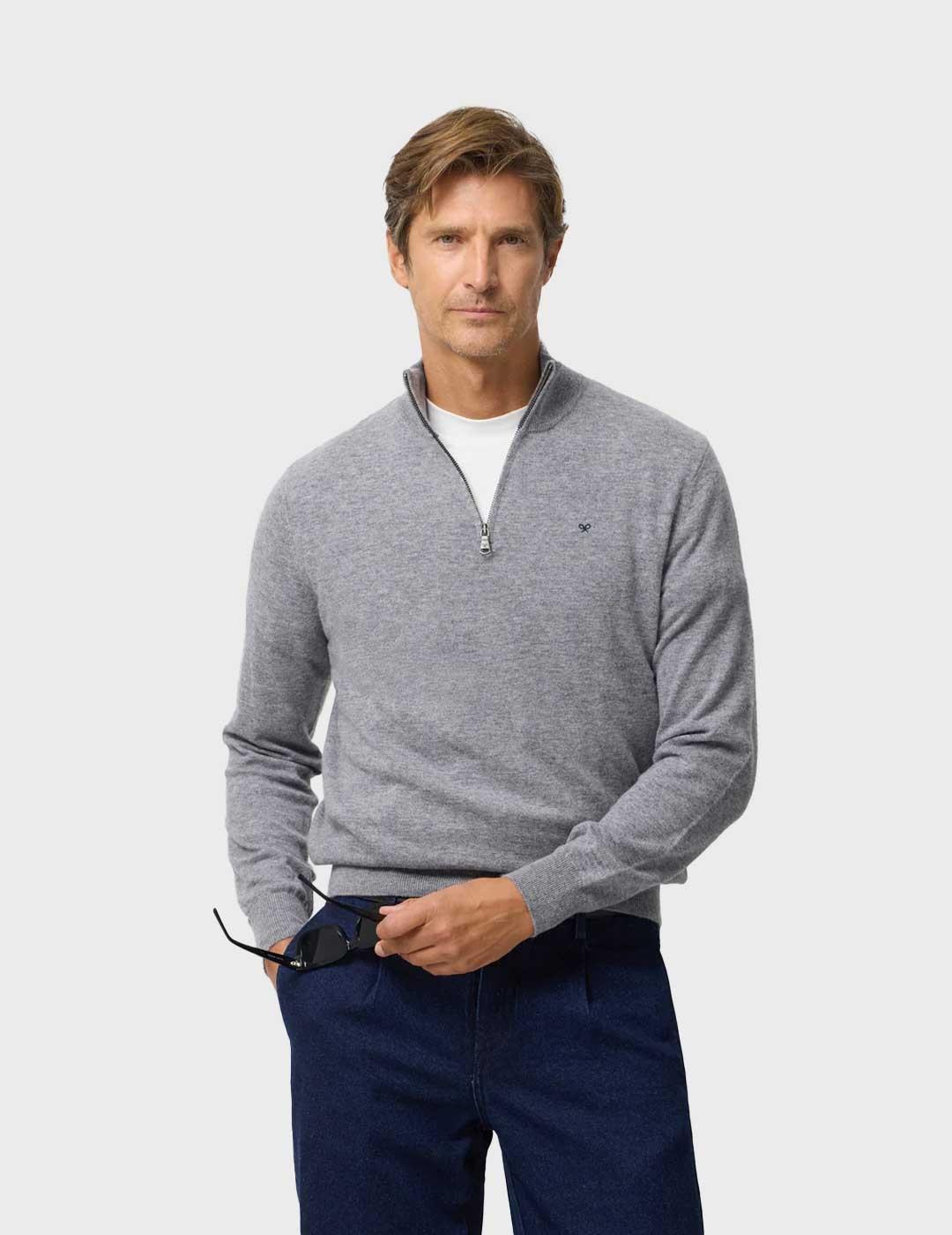 Silbon jersey gris media cremallera para hombre