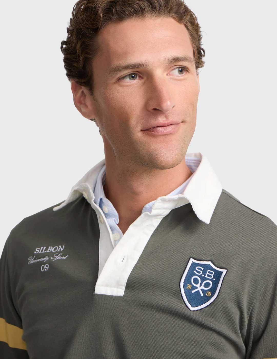 Silbon Rugby polo verde para hombre