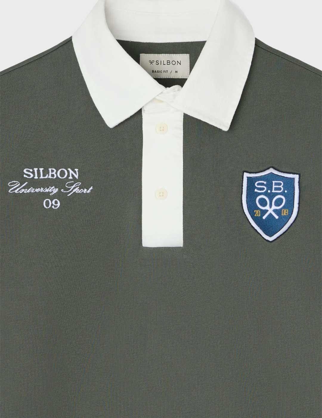 Silbon Rugby polo verde para hombre