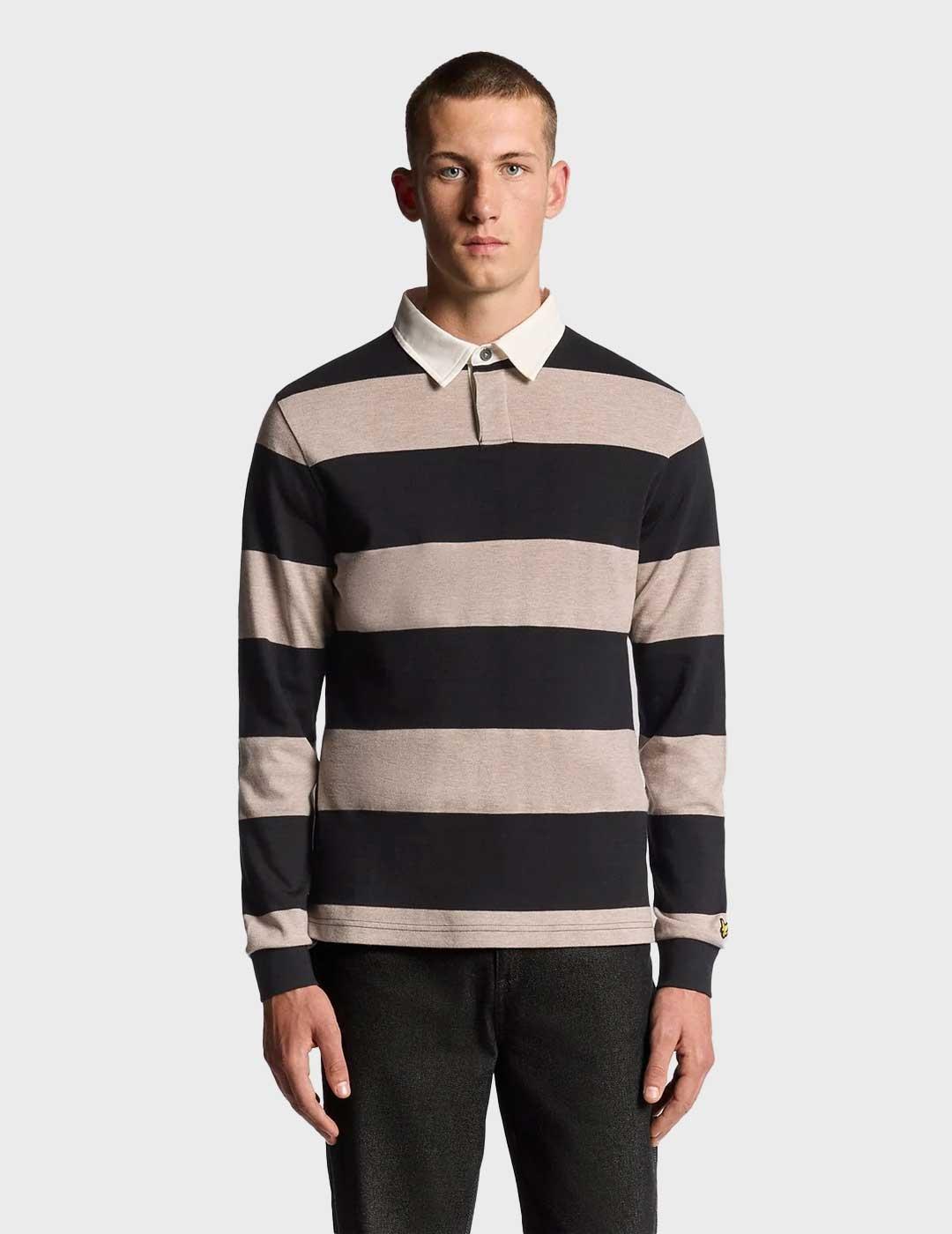 Lyle & Scott Striped Rugby polo gris para hombre