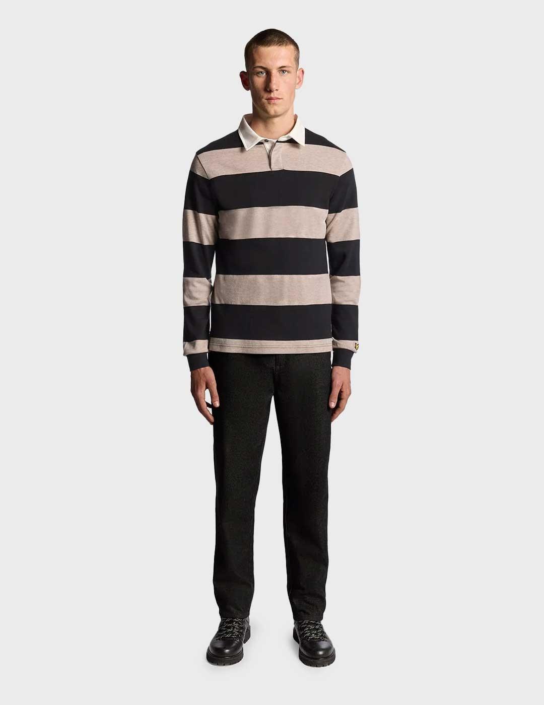 Lyle & Scott Striped Rugby polo gris para hombre