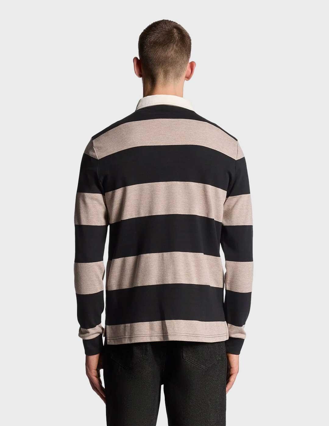 Lyle & Scott Striped Rugby polo gris para hombre