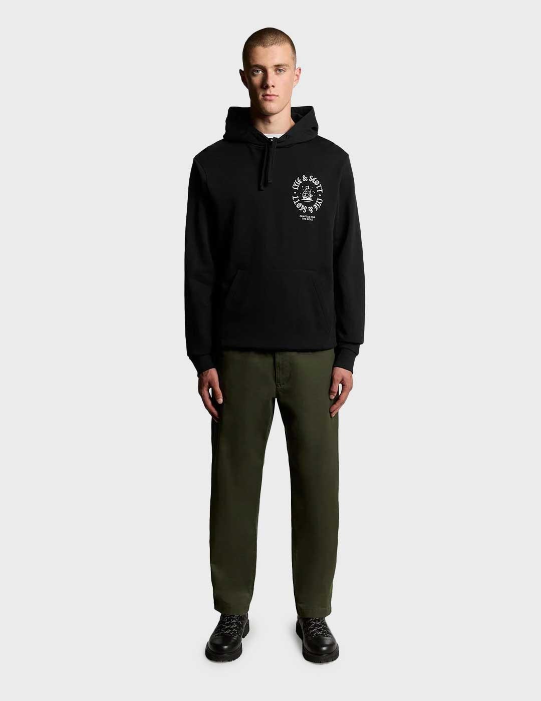 Lyle & Scott Ship Insignia sudadera negra para hombre