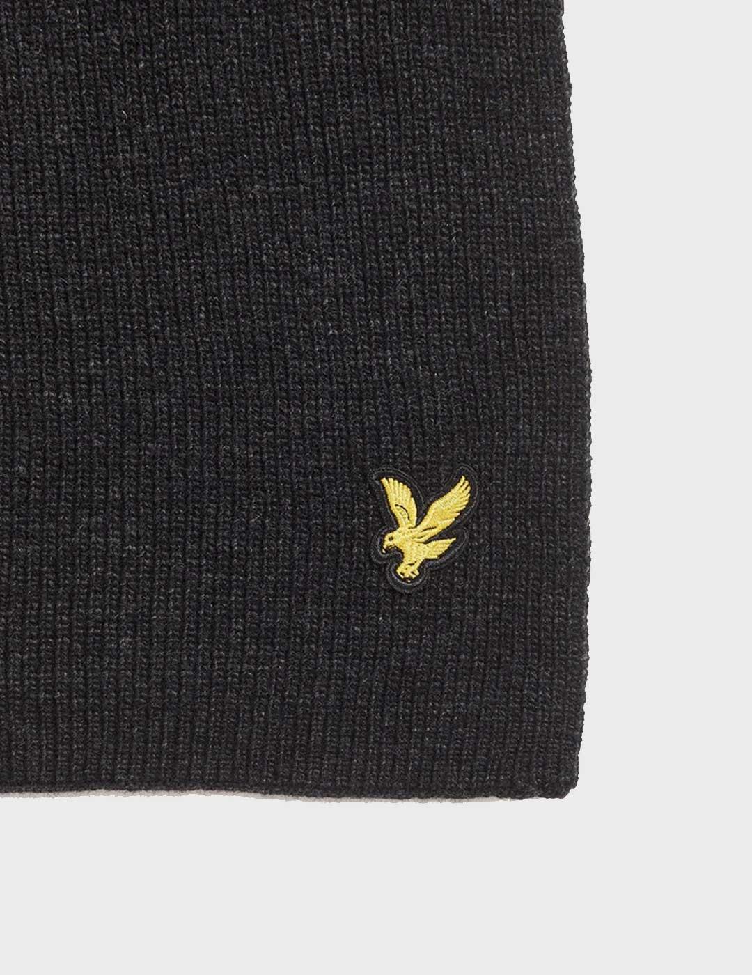 Lyle & Scott Lambswool Ribbed bufanda negra para hombre