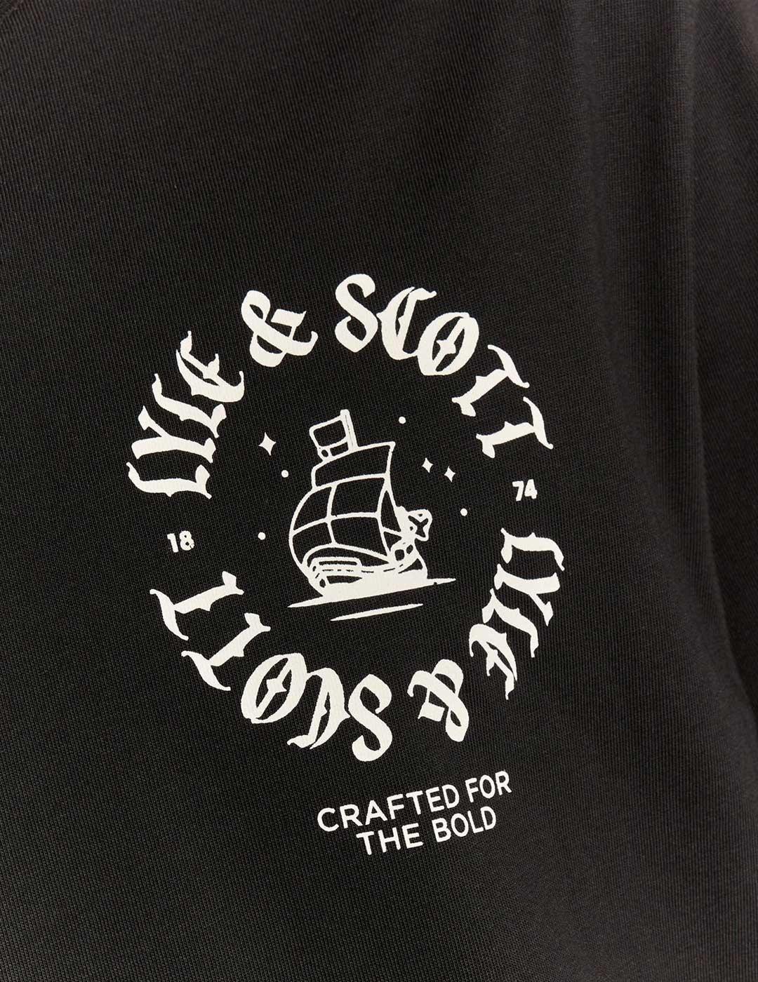 Lyle & Scott Ship Insignia camiseta negra para hombre