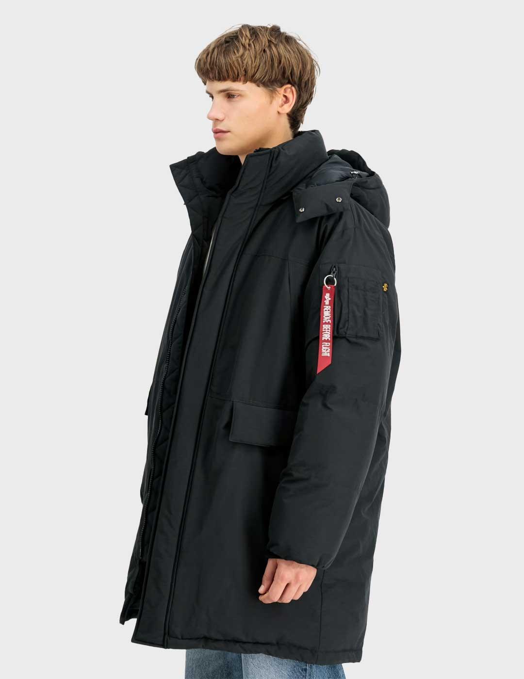 Alpha Puffer Parka Winter abrigo negro para hombre