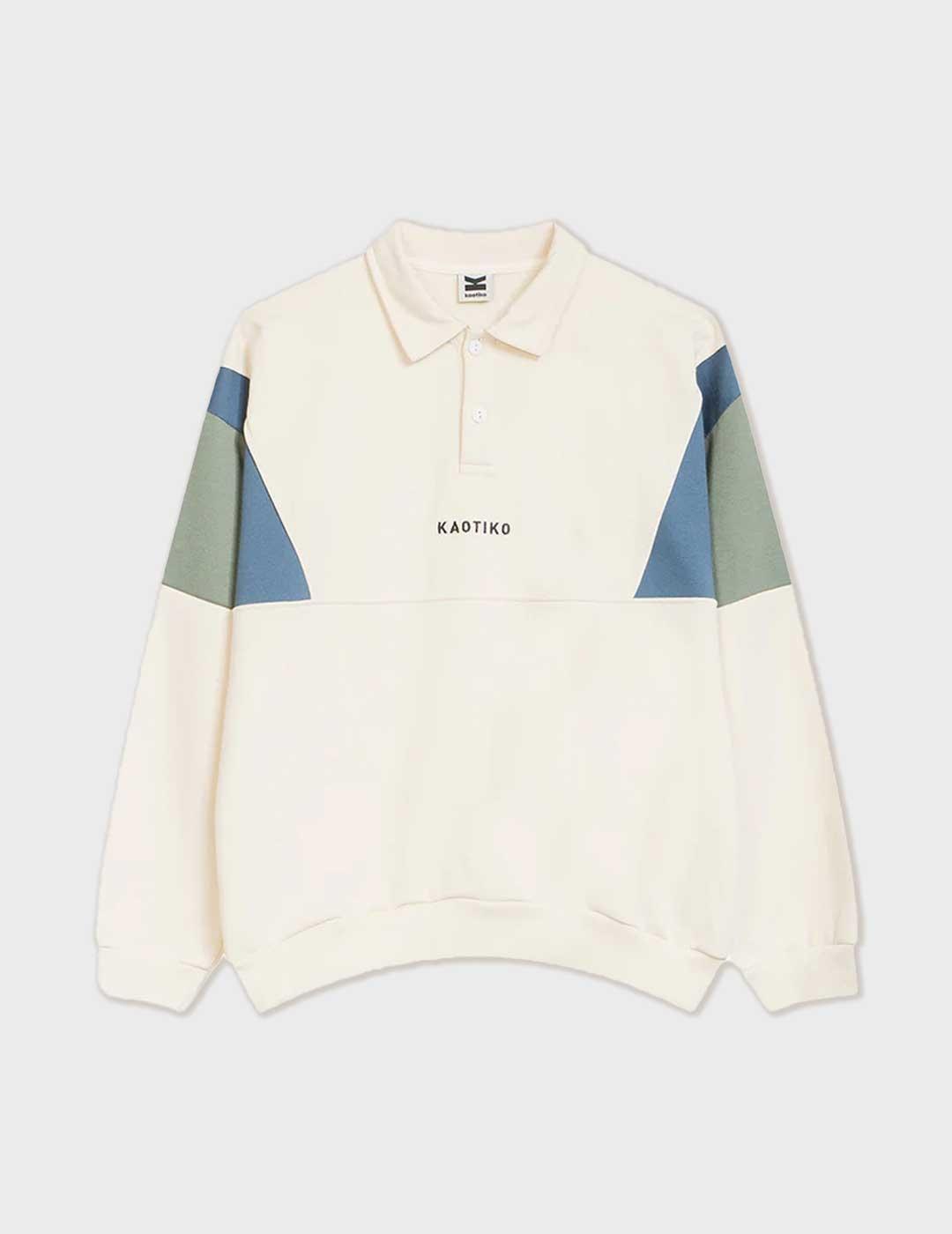 Kaotiko Harry sudadera blanca cuello polo para hombre