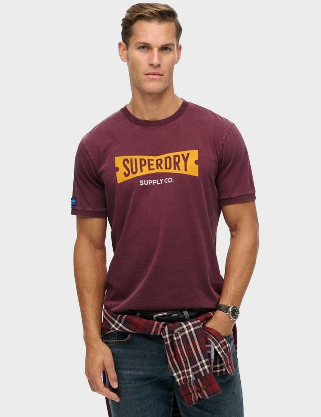 Superdry Heritage Tab Loose camiseta granate