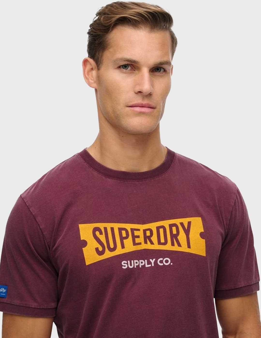 Superdry Heritage Tab Loose camiseta granate