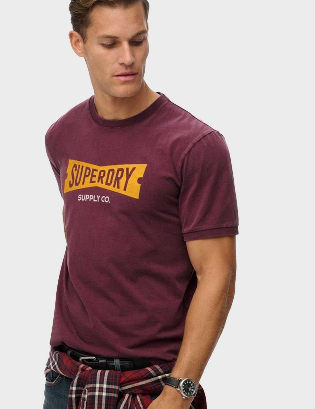 Superdry Heritage Tab Loose camiseta granate