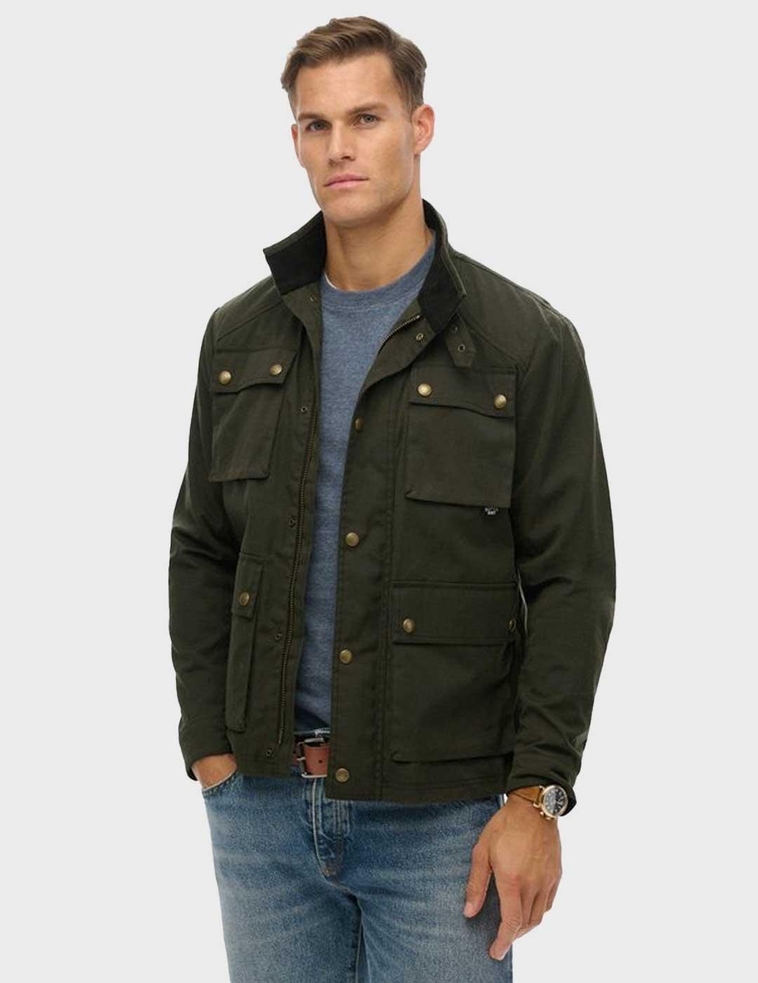 Superdry Merchant Wax Race chaqueta verde para hombre