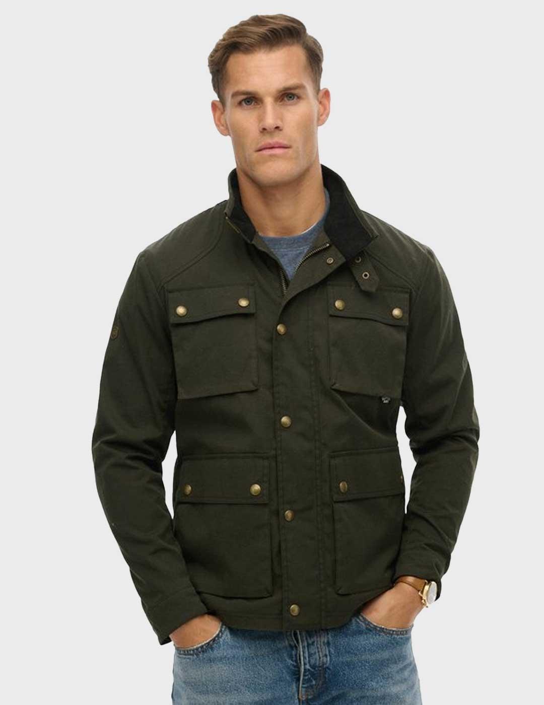 Superdry Merchant Wax Race chaqueta verde para hombre