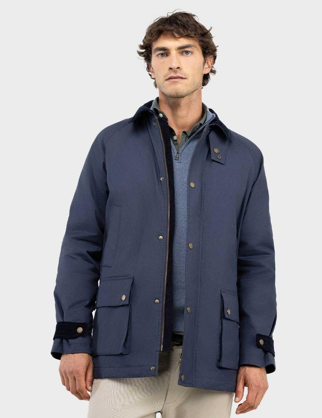 El Ganso chaqueta azul marino con cuello de pana para hombre