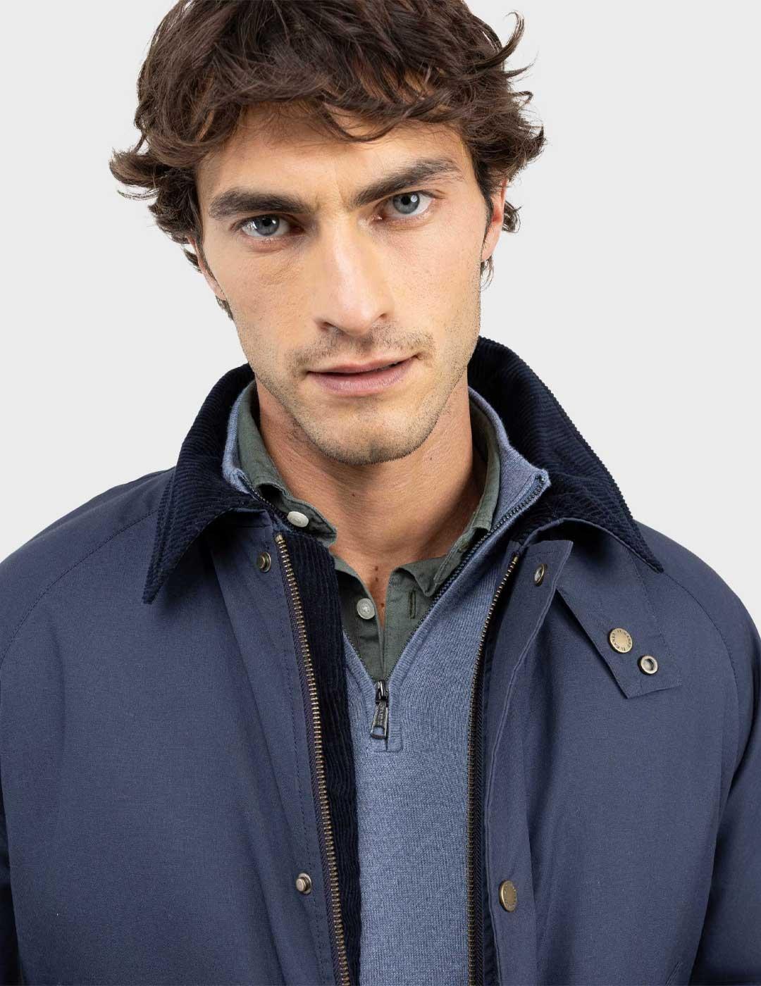 El Ganso chaqueta azul marino con cuello de pana para hombre