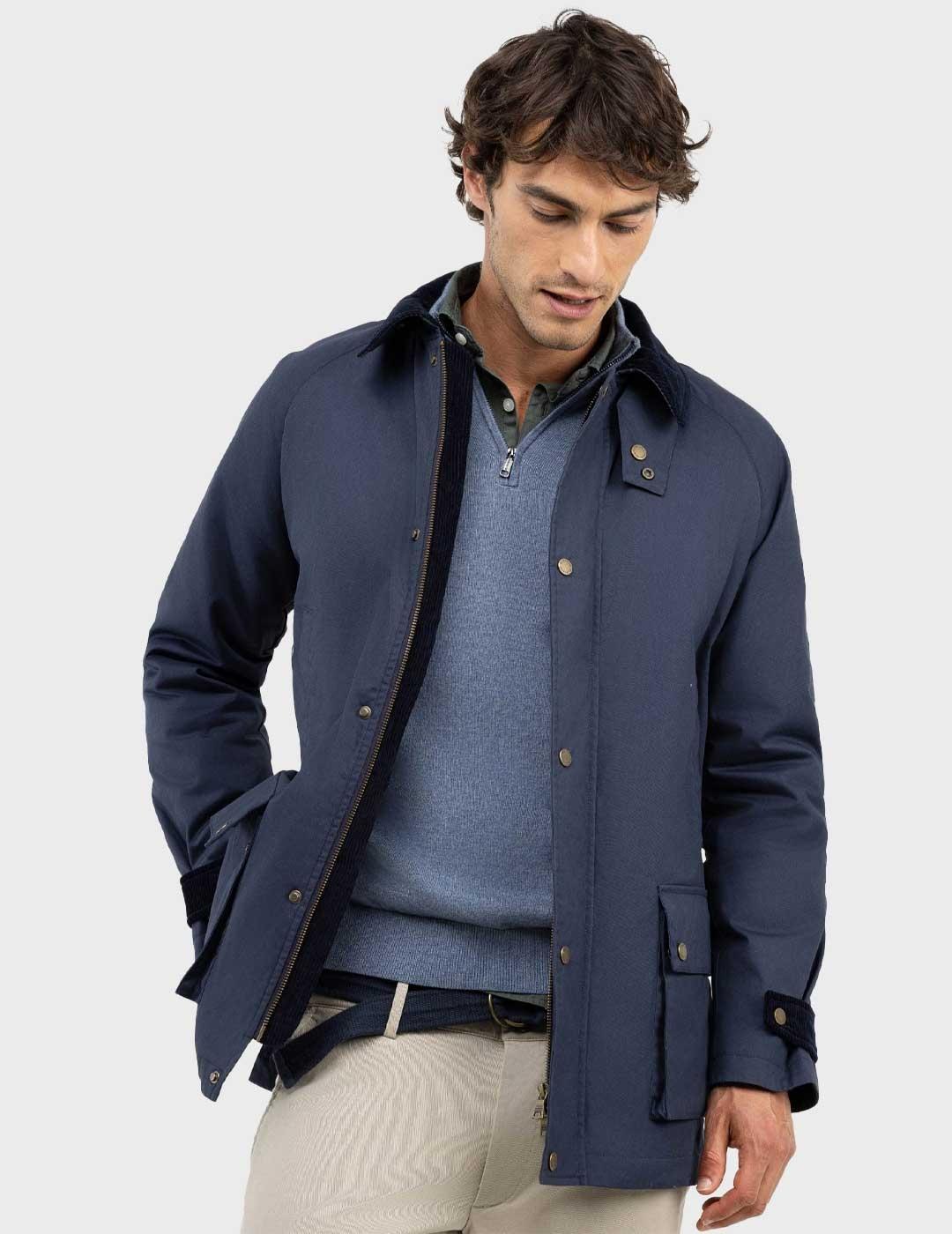 El Ganso chaqueta azul marino con cuello de pana para hombre