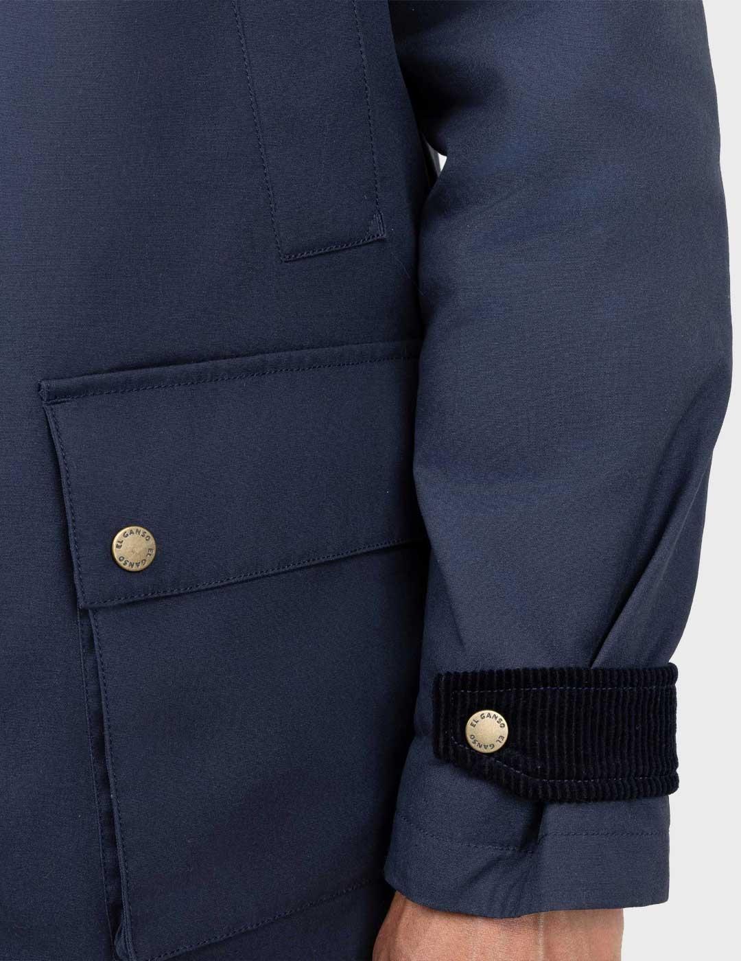 El Ganso chaqueta azul marino con cuello de pana para hombre
