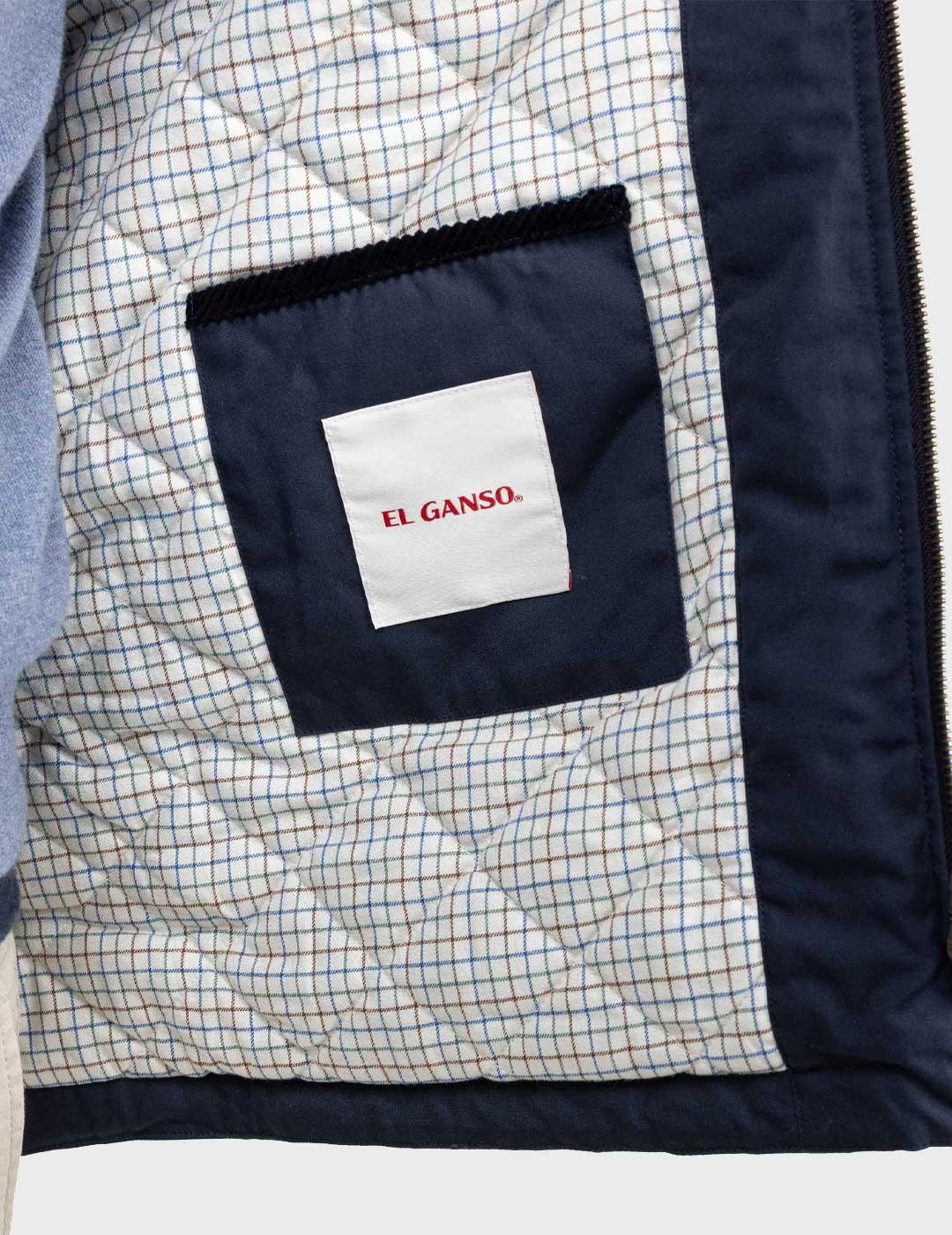 El Ganso chaqueta azul marino con cuello de pana para hombre