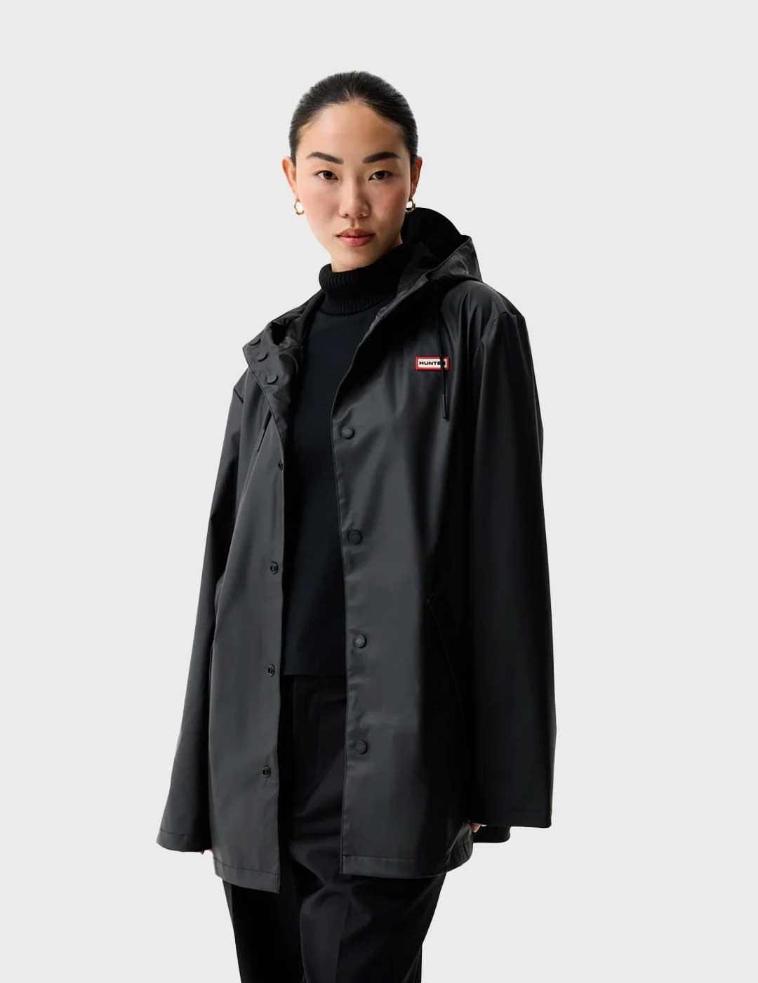 Hunter Jo parka negra impermeable para mujer