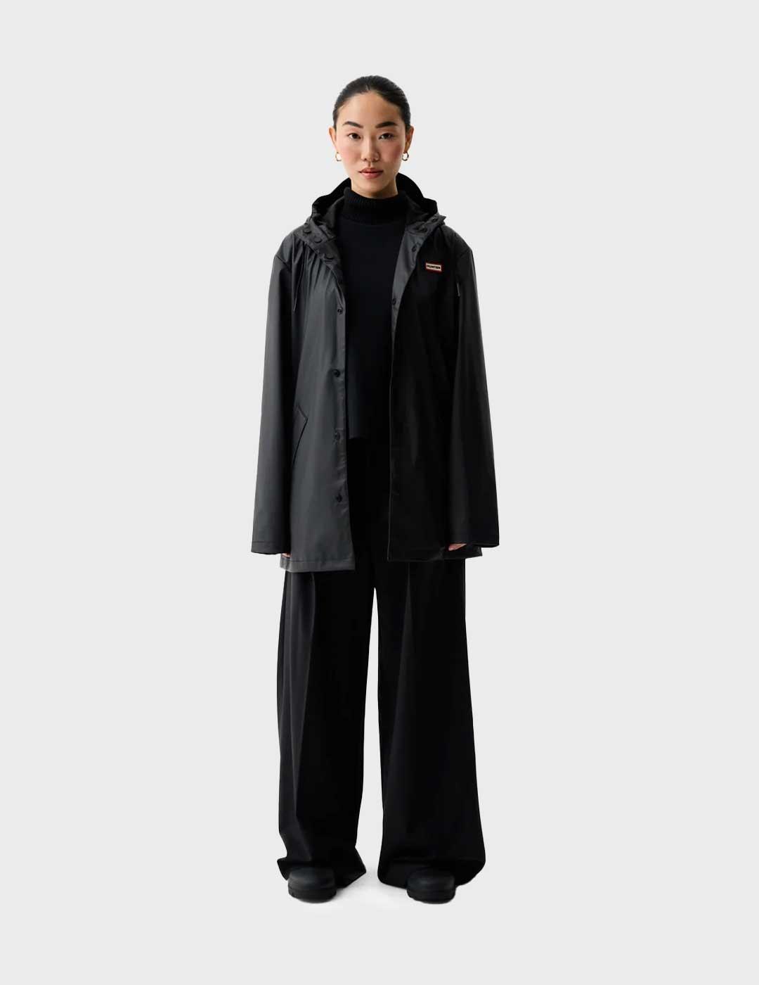 Hunter Jo parka negra impermeable para mujer