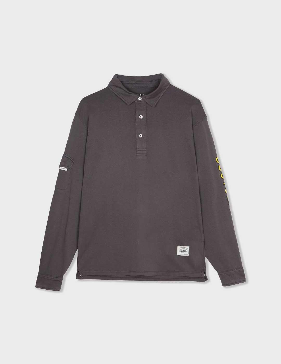 Humpier polo gris manga larga Pocket Customs para hombre